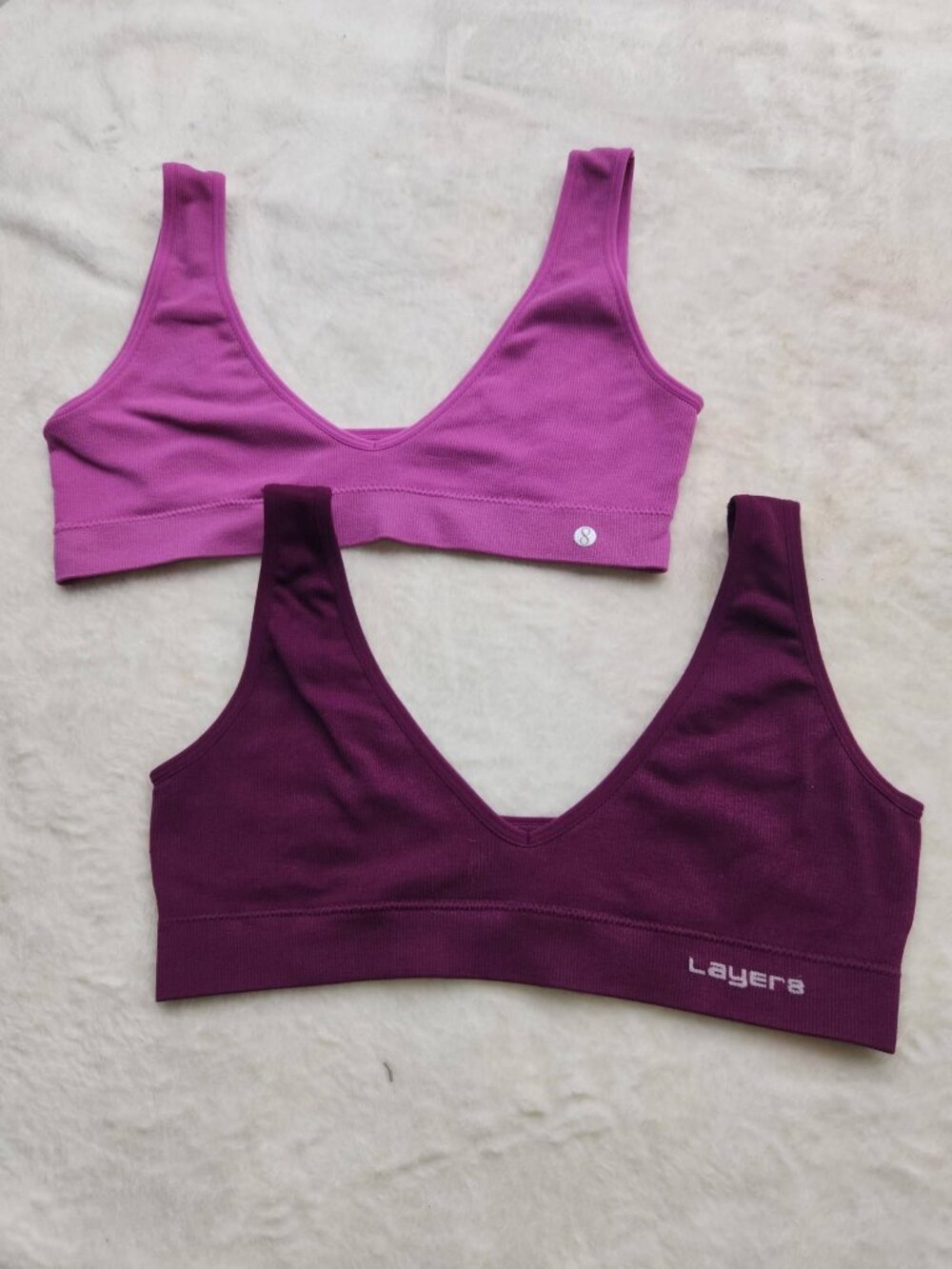 2 NEW L Women's Sport Bars Purple Pink Activewear Exercise Workout by Layer 8